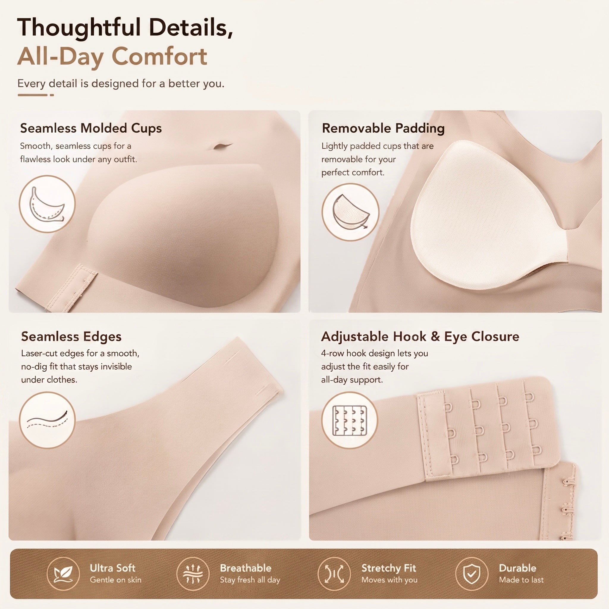 Seamless Cross-Back Support Bralette