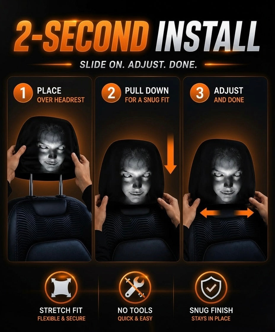 Horror Face Car Headrest Covers