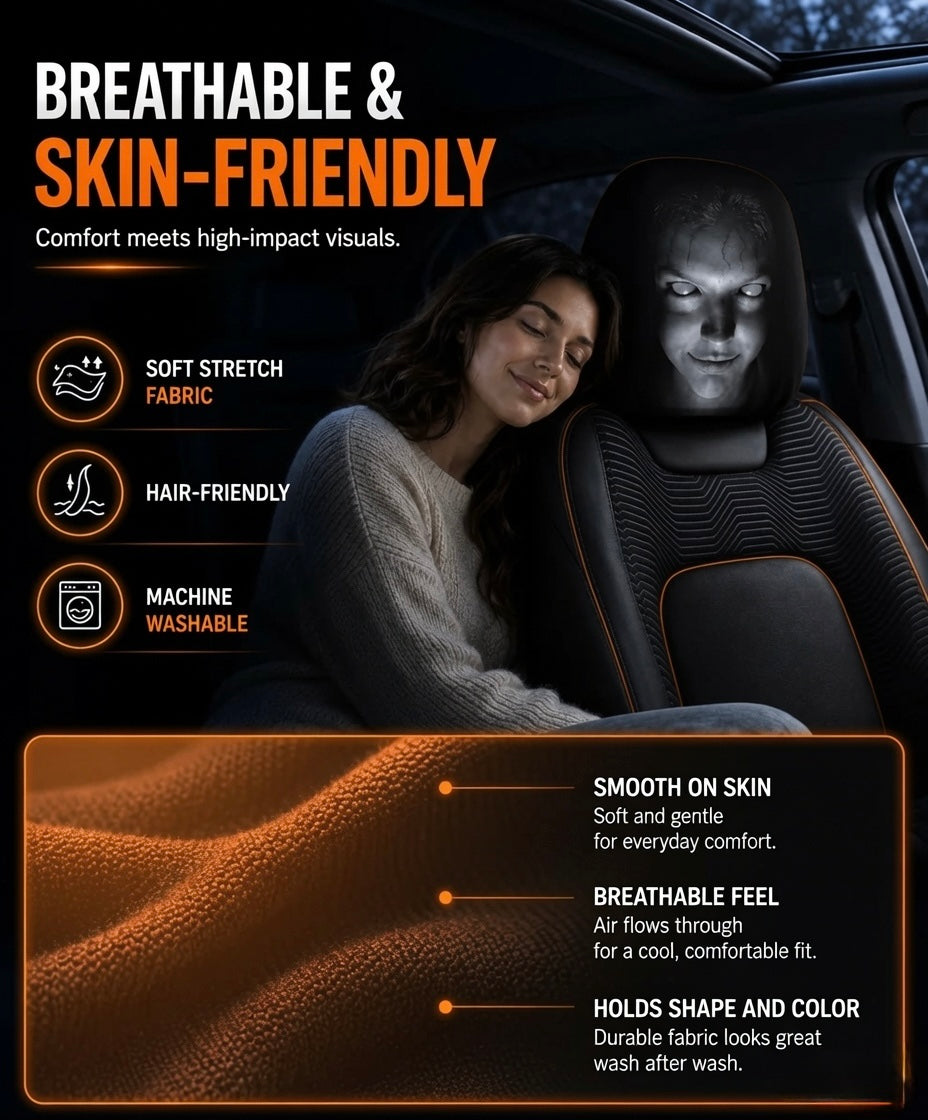 Horror Face Car Headrest Covers