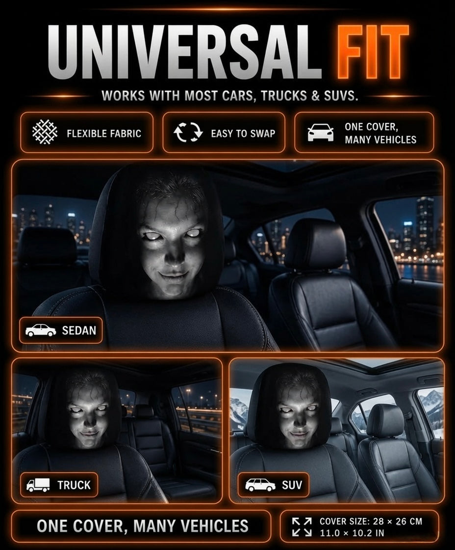 Horror Face Car Headrest Covers